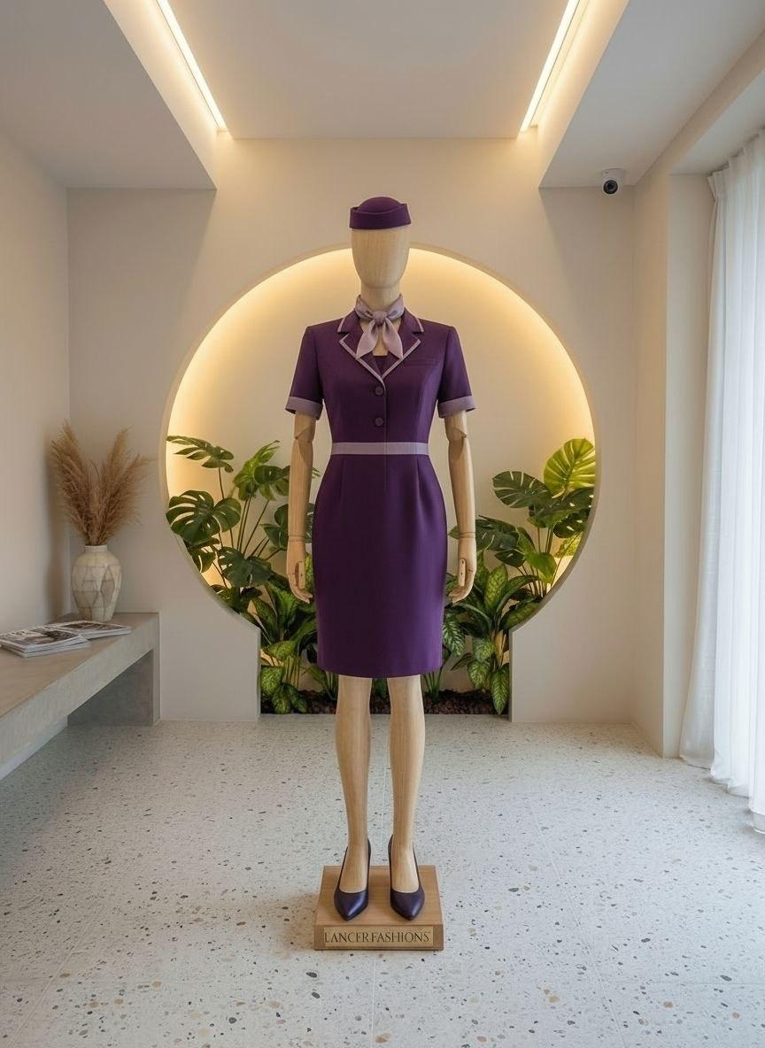 Purple blazer cabin crew dress uniform