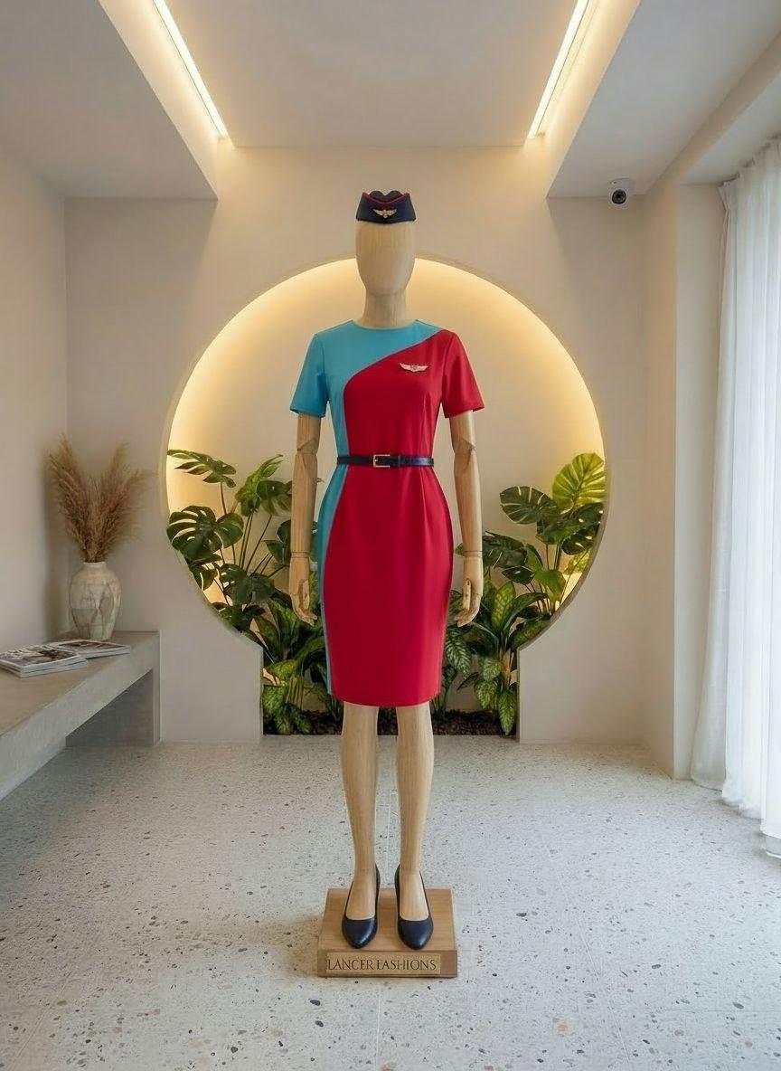 Air hostess uniform manufacturing sample by Lancer Fashions in Indore
