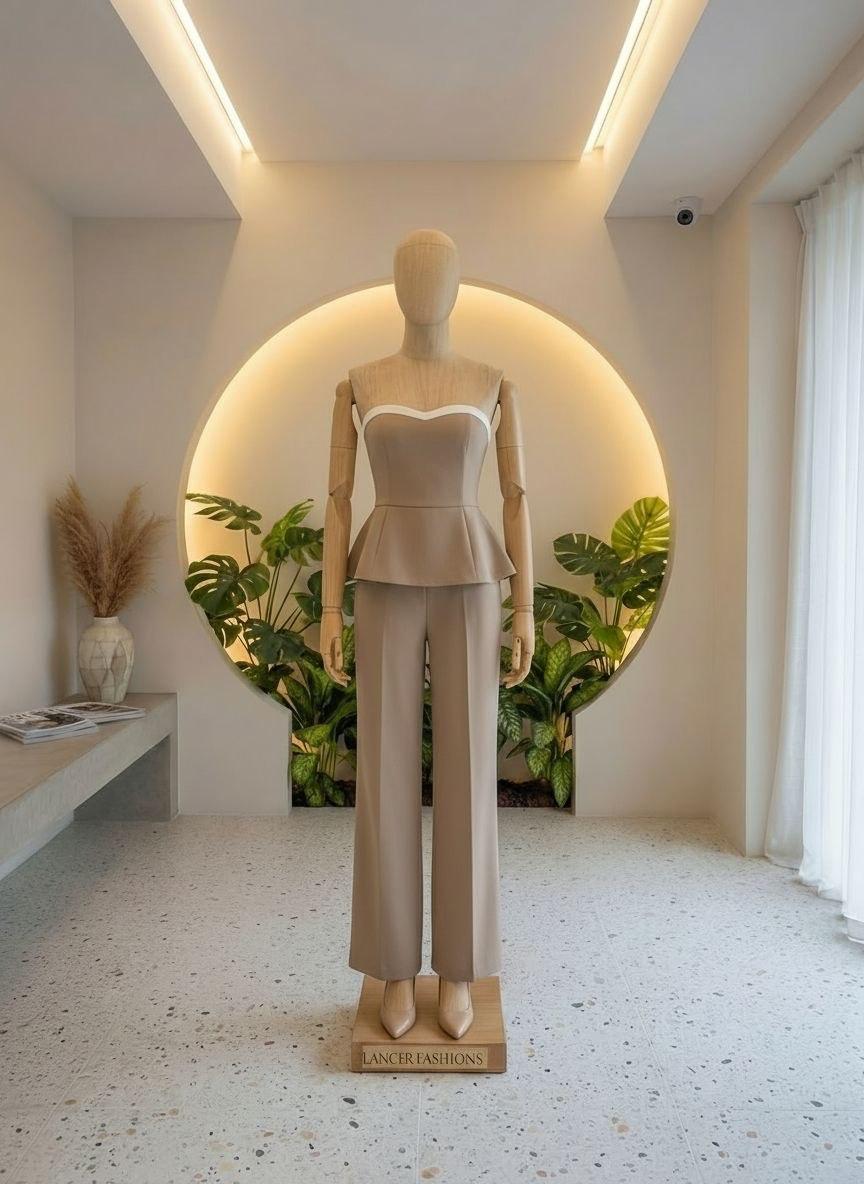 Beige peplum co-ord set