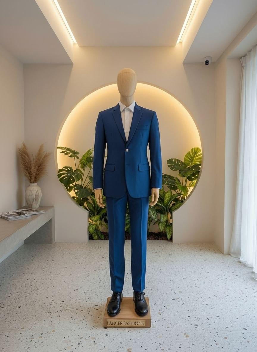 Men's formal suit manufacturing sample for corporate uniforms