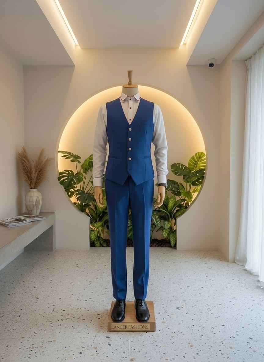 Blue waistcoat formal suit