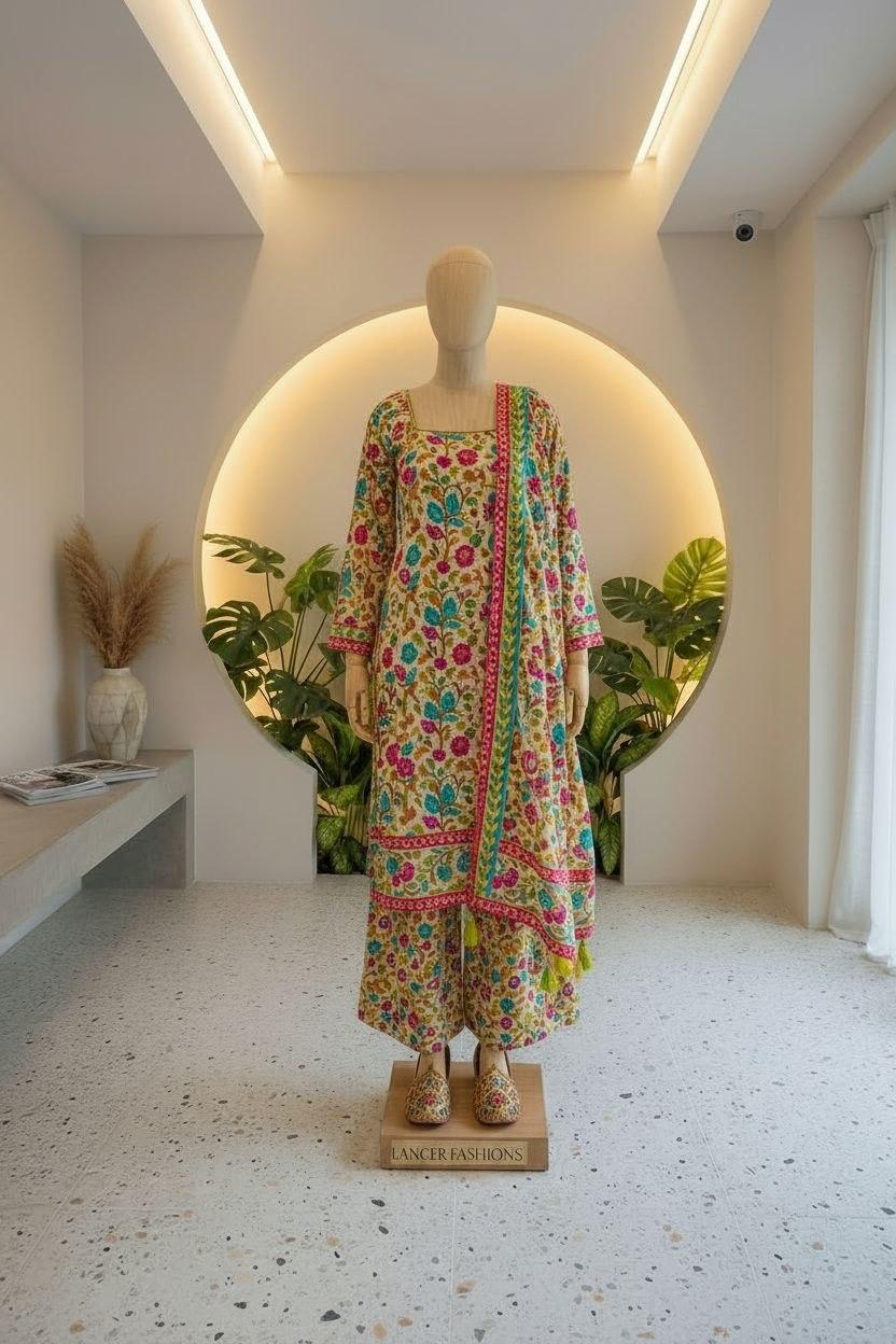 Pink floral kurti dupatta set