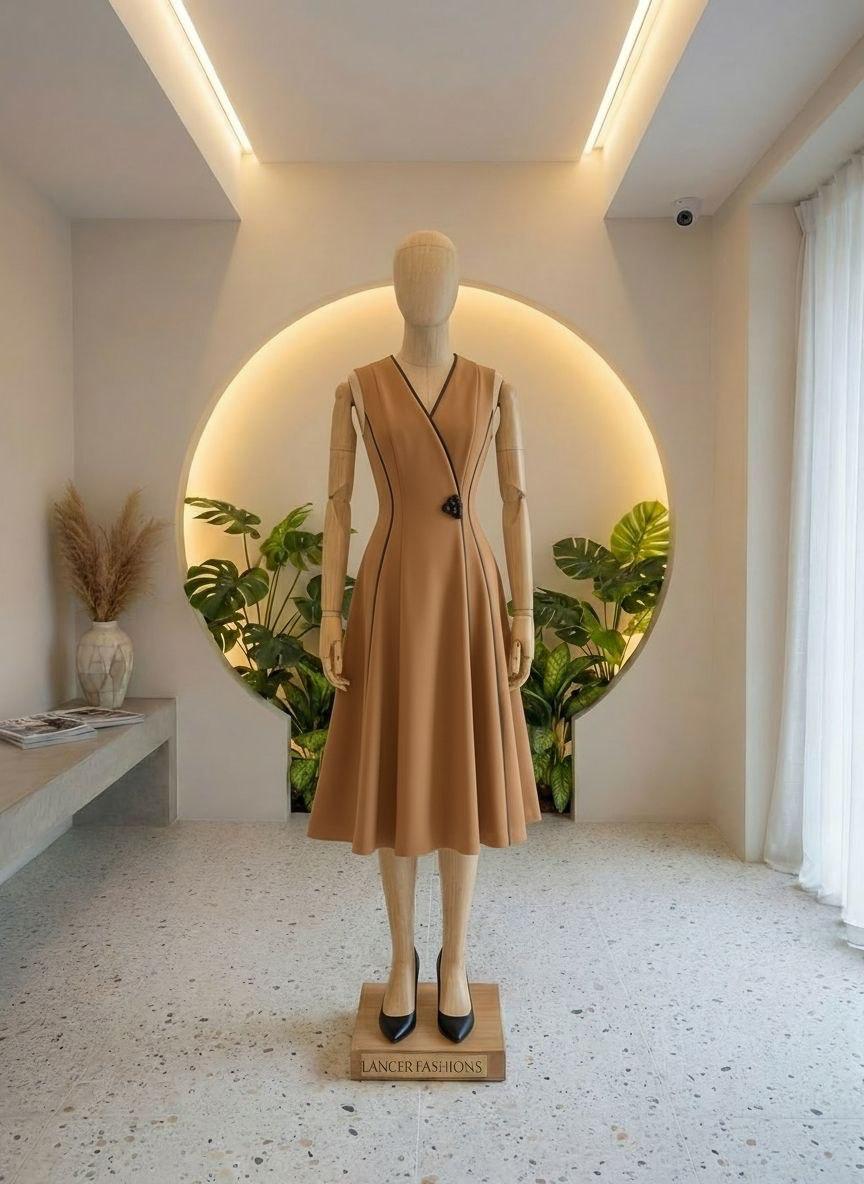 Tan midi dress